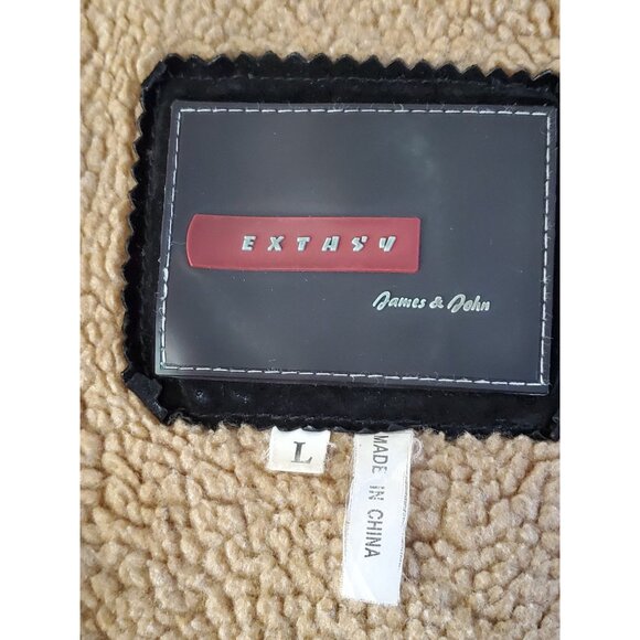 EXTASY JAMES & JOHN LEATHER JACKET COLOR BLACK/BROWN LONG SLEEVE SIZE L - Picture 5 of 6